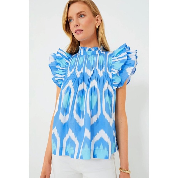 Oliphant Tops - Oliphant Blue Odisha Pintuck Ruffle Blouse Tuckernuck Exclusive Size Medium